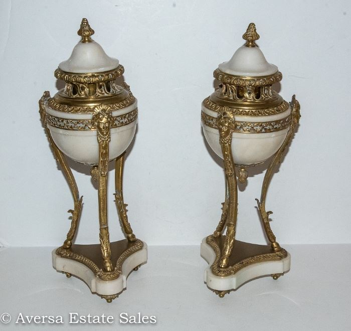 Pair of Empire Style Covered Potpourri Vases