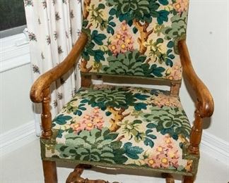 Antique Embroidered Upholstery Armchair