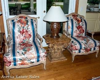 French Style Armchairs

Carved Wood Pillar Accent Table