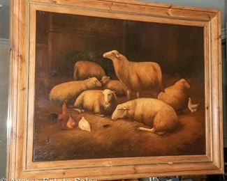 Fine Oil on Canvas - Vintage Sheep Painting