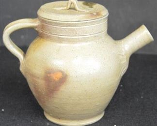 6411 - Rare Salt Glazed Lidded Coffee Pot, CA, Early 1930's, JugTown Ware, Made by Ben Owen