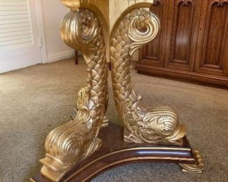 Karges Dolphin base 54" glass top table