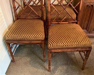 Set of 4 Keith Skeel faux bamboo chairs