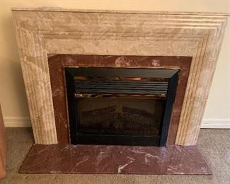 Marble Fireplace mantle with Rustic Flame electric insert