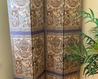 4 panel oriental cloth screen 