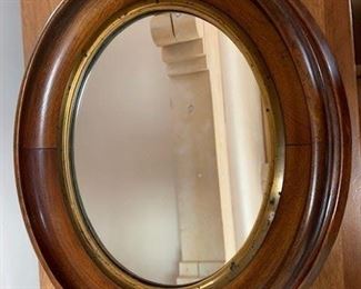 $120 *NOW $50* 19th C oval mahogany mirror 14 x 11 1/2''