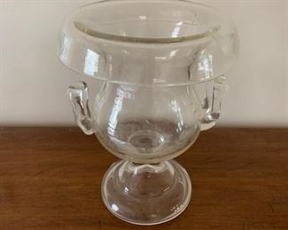 $60 19th C glass flower urn, unmarked, 8"
