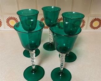 $60 Set/5  *NOW $30* Murano stemware,  ca 1970, 8"