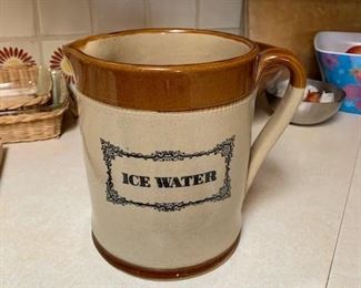 $50 8'' 1930s Stoneware Ice Water Pitcher