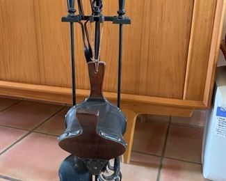 $80 *NOW $40* Vintage wrought iron fireplace tool set with bellows