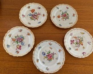 $45/5 Vintage Dresden porcelain plates, 1 with minor chip