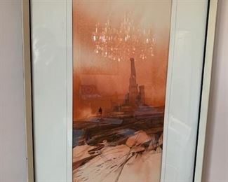 $45 Watercolor, unsigned 31" x 19'' framed, 22" x 10'' image