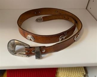 $25 Brown Leather Leegan Western Belt Size 32