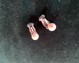$25 Vintage Sterling and Cultured Pearl Clip Earrings