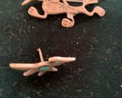 Vintage Native American 2'' roadrunner pin with turquoise $45 (SOLD); 1 1/4'' tie tack $20 *NOW $10* (no pin back)