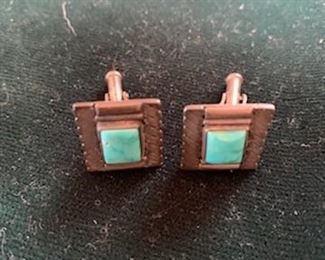 $45 Vintage Native American sterling and turquoise cufflinks