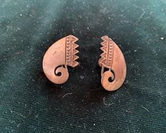 $45 Vintage Native American clip earrings, hallmarked with snake