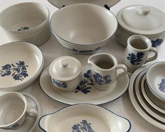 $125 Pfaltzgraff VIntage Blue and White Stoneware Set/46