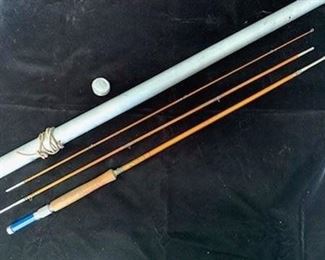 $80 Vintage Montague Sunbeam 8' 3-piece bamboo fly rod with original aluminum tube