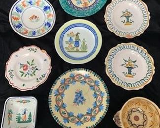 $100 Collection of Vintage Quimper Plates and Bowls, Some Damaged to Most