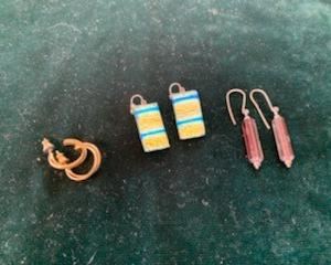 Left to Right, Gf Hoops $5 *NOW $2*, $10 *NOW $5* Dicroic Glass Earrings, Sterling and Glass Earrings $20 *NOW $10*