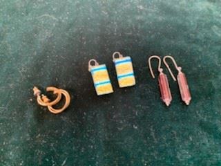 Left to Right, Gf Hoops $5, $10 Dicroic Glass Earrings, Sterling and Glass Earrings $20