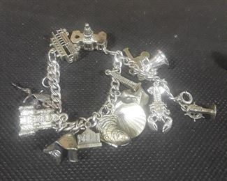 Sterling Charm Bracelet with 9 Charms 