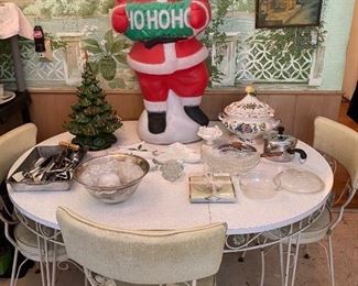 Vintage Kitchen Table, Santa Blow Mold, Ceramic Christmas Tree