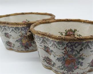 Pair of German Porcelain Oval Planters - Reproduction