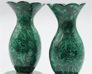 Pair of Russian Malachite Vases - Reproduction