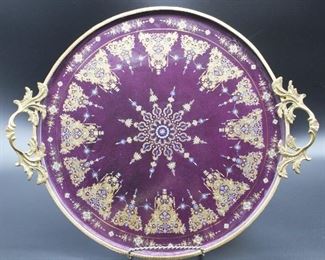 Vienna porcelain style tray w/bronze mount