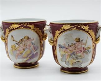 Pair of Sevres Style Porcelain Planter