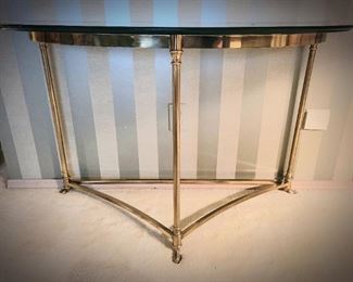 brass & glass console table