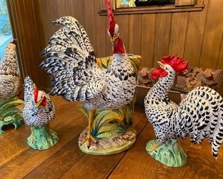 Intrada roosters and hens, including large planter