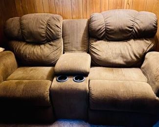 Loveseat with cupholders and remote console $350