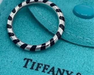 Tiffany and Co Picasso Paloma Stackable Sterling Ring Black Enamel