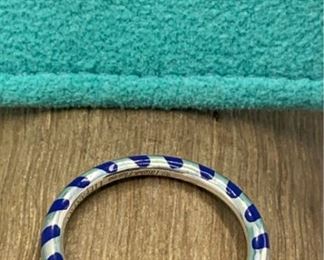 Tiffany and Co Picasso Paloma Stackable Sterling and Blue Enamel Ring