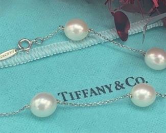 Tiffany and Co Rare Five Pearl Sterling Bracelet