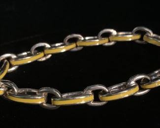 Tiffany and Co Sterling and Yellow Enamel Charm Bracelet