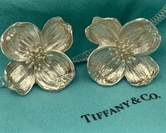 Tiffany and Co Sterling Dogwood Flower Earrings