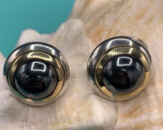 Tiffany and Co Sterling, 18k Gold, and Hematite Earrings