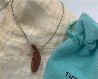 Tiffany and Co. Frank Gehry Sterling and Wood Fish Necklace