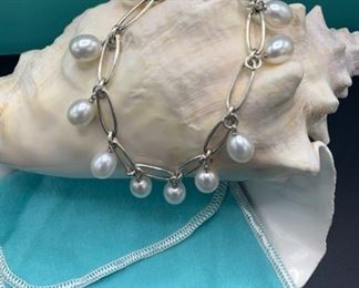 Tiffany and Company Elsa Perretti Pearl Dangle Sterling Bracelet