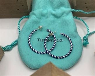 Tiffany and Company Picasso Paloma Sterling and Blue Enamel Earrings