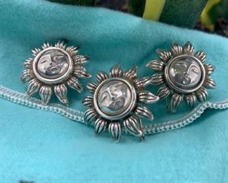 Tiffany and Company Sterling Face of the Sun Rays Earrings in Pendant