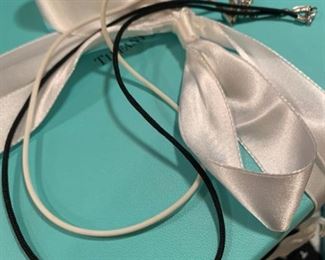 Tiffany Black Silk Necklace and Rare White Rubber Necklace