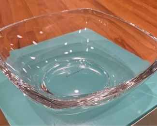 Tiffany Brand New Crystal Large Square Bowl