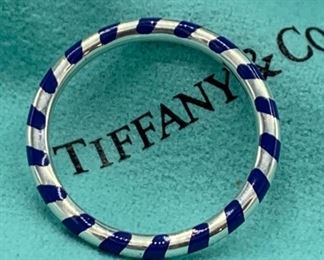 Tiffany Paloma Picasso Sterling and Blue Enamel Ring