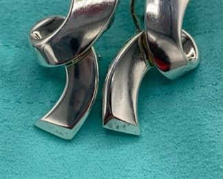Tiffany Paloma Picasso Sterling Wave Ribbon Earrings