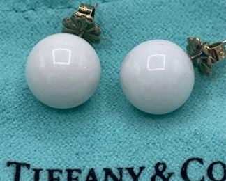 Tiffany Vintage Sterling and White Dolomite Earrings
